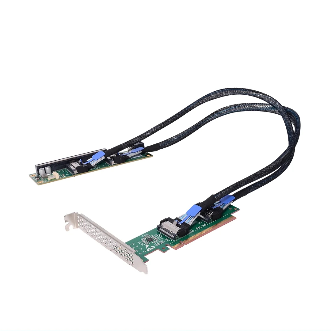 PCI-e 5.0 X16 To Dual MCIO 8i  - đánh giá và giá Pcie 5.0 Gpu Riser Cable