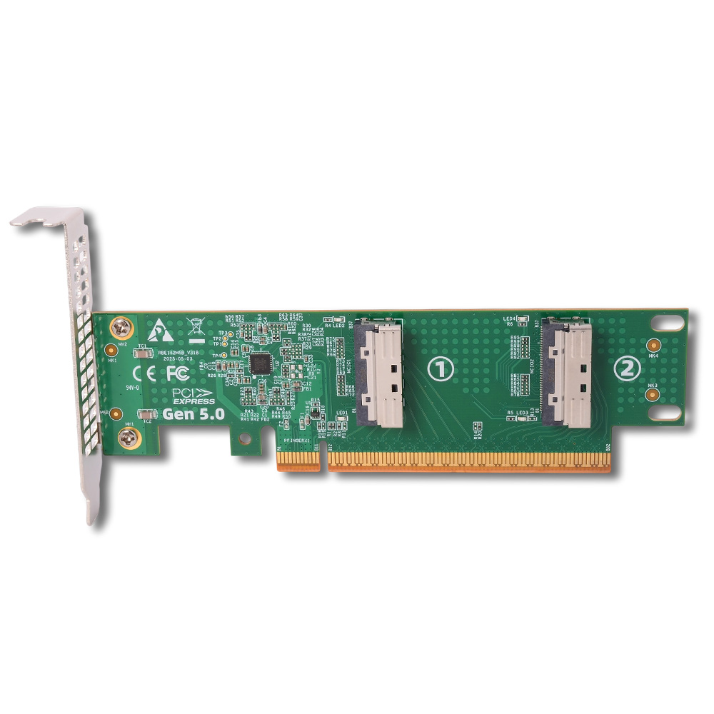 PCI-e 5.0 X16 To Dual MCIO 8i  - đánh giá và giá Pcie 5.0 Gpu Riser Cable
