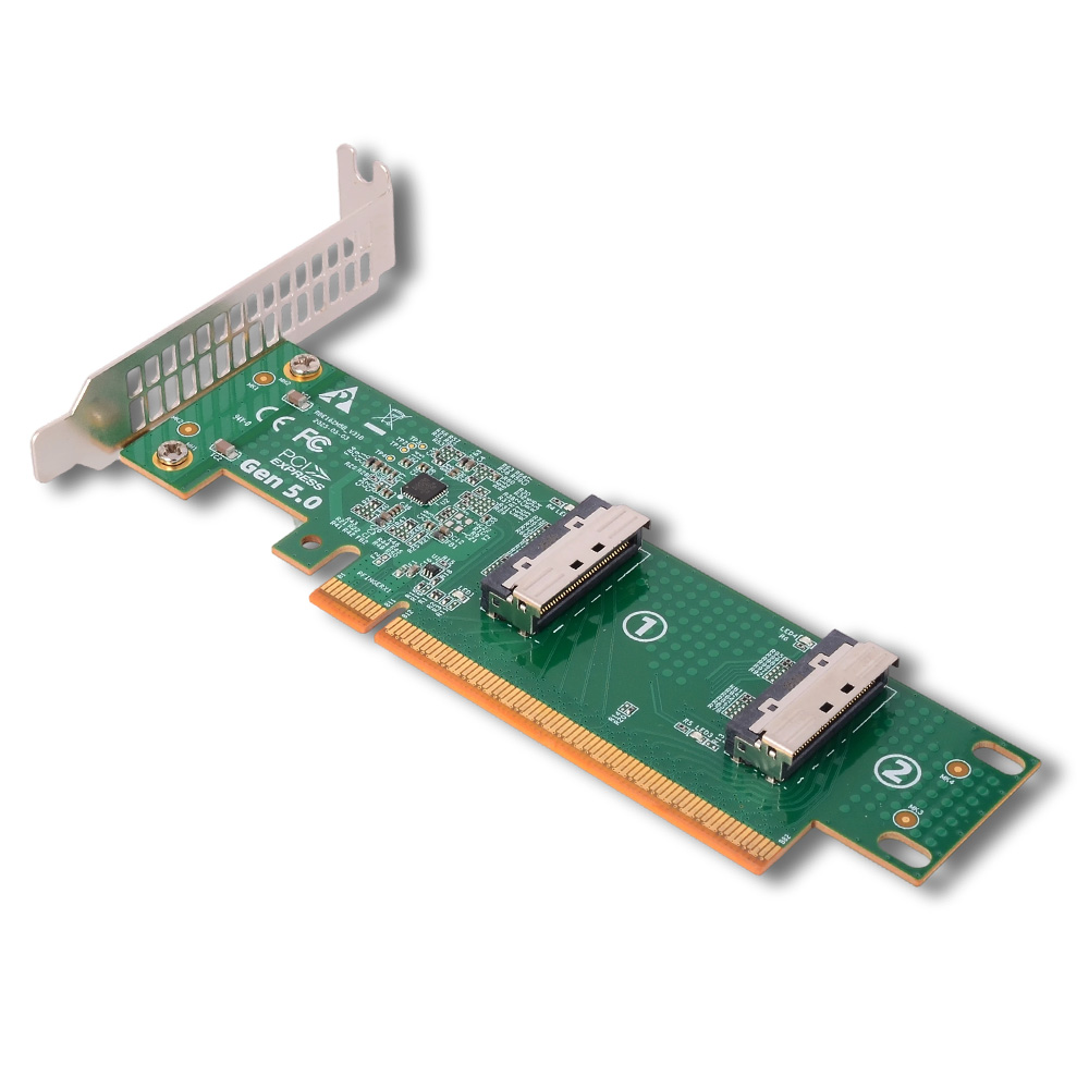 PCI-e 5.0 X16 To Dual MCIO 8i  - đánh giá và giá Pcie 5.0 Gpu Riser Cable